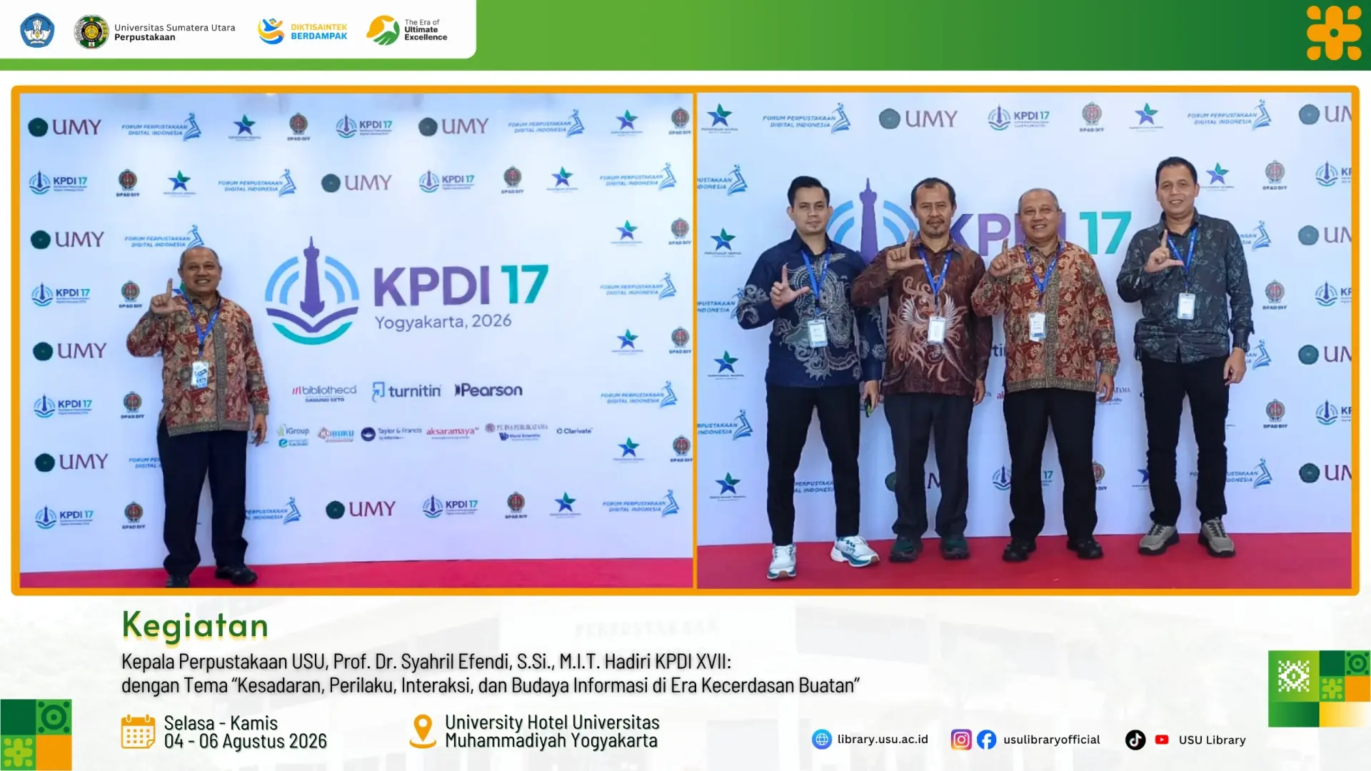 Kepala Perpustakaan USU Hadiri KPDI ke-17, Perkuat Transformasi Perpustakaan di Era AI